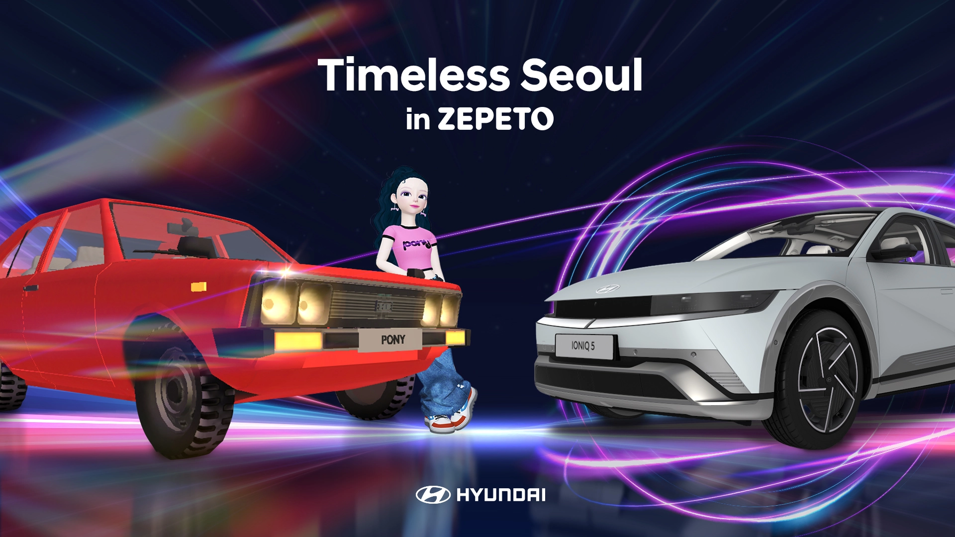 Hyundai revive icónico modelo PONY em ambiente vintage, em Seul, no universo virtual de avatares ZEPETO 3 D